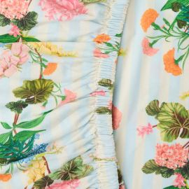 KIP&CO Bouquet Beauty Stripe Flannelette Fitted Sheet