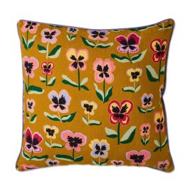 KIP&CO Pretty Pansy Gold Upholstery Cushion