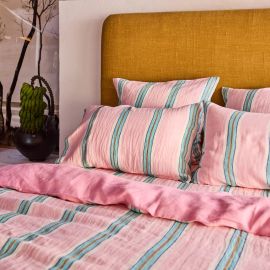 KIP&CO Tickled Pink Stripe Linen Duvet Cover