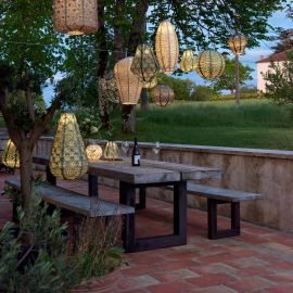 Lumiz Lantern Long Oval 20cm Gold Paisley