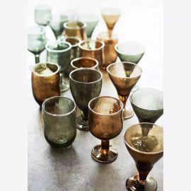 Madam Stoltz Drinking Glass Hammered Green