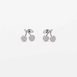 Stella+Gemma Earrings Crystal Cherries Silver