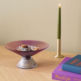 Hübsch Crystal Candle Holder Candleholder Sleek Brass