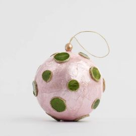 Vixen & Velvet Christmas Decoration Capiz Bauble Dotty Pink