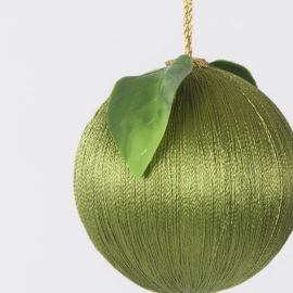 Vixen & Velvet Christmas Decoration Silk Fruit Bauble Small Olive Green