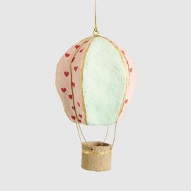 Vixen & Velvet Christmas Decoration Mache Hot Air Balloon Pink