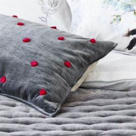 Designers Guild Sevanti Oxford Pillowcase Pom Pom Graphite & Pink 