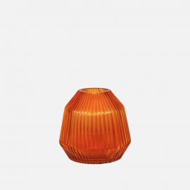 Brian Tunks Cut Glass Vase Conical Mini Blood Orange 