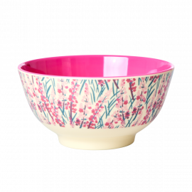 Rice Melamine Bowl Two Tone Floral Field