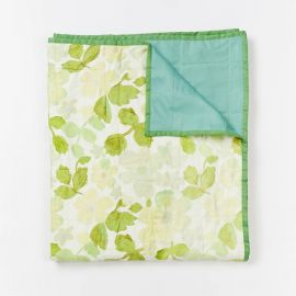 Bonnie And Neil Quilted Throw Mini Pastel Floral Green
