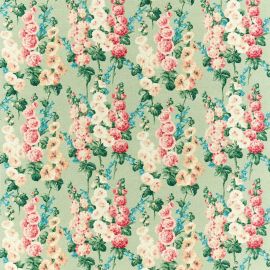 Sanderson Fabric Hollyhocks Sage/Rose